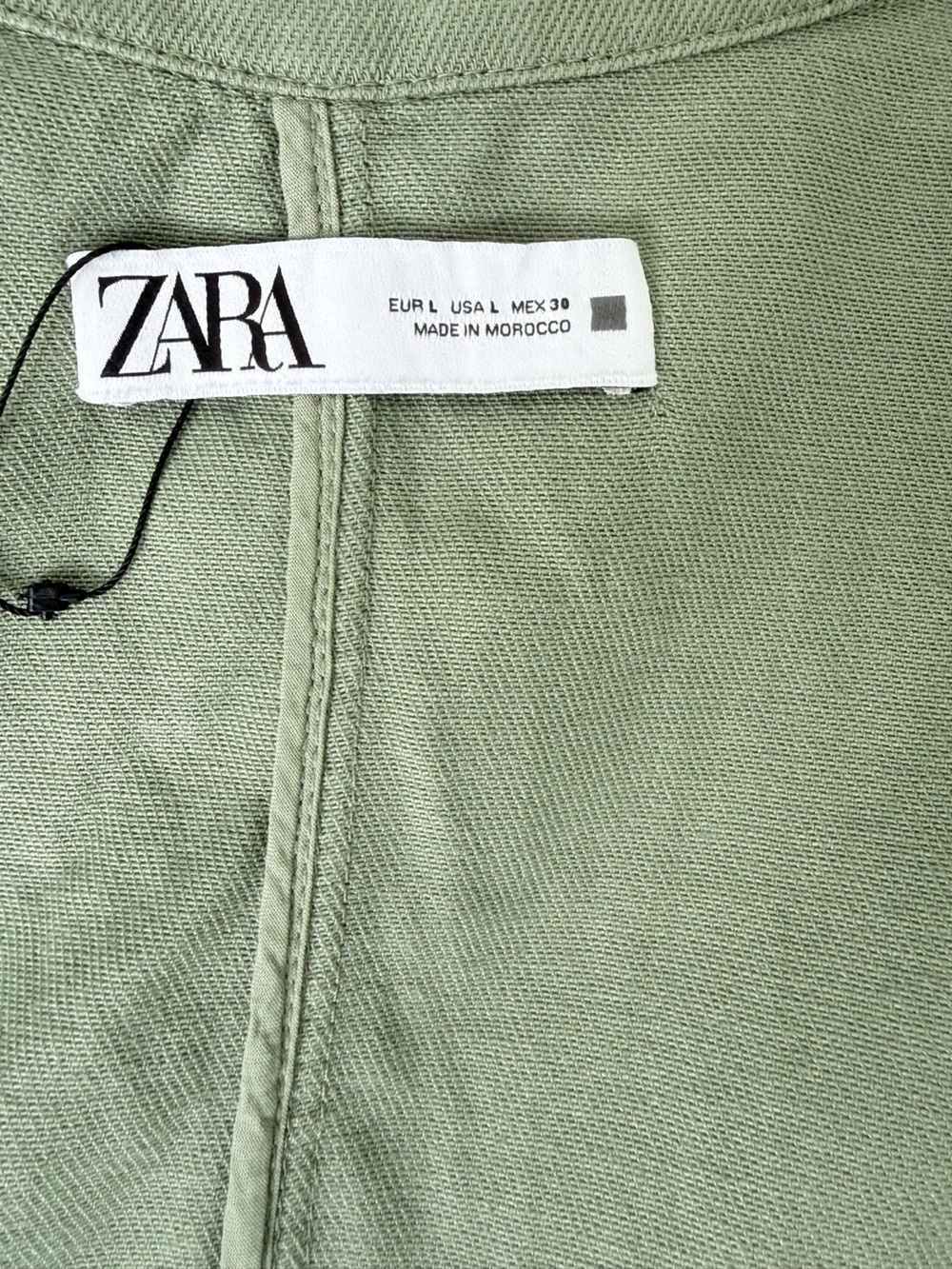 Zara Sage Green Utility Denim Jacket with Front Pockets - Picture 6 of 10